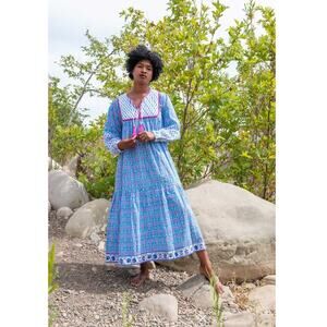 SZ Blockprints Jodhpur Dress Blue Multi Size Medium